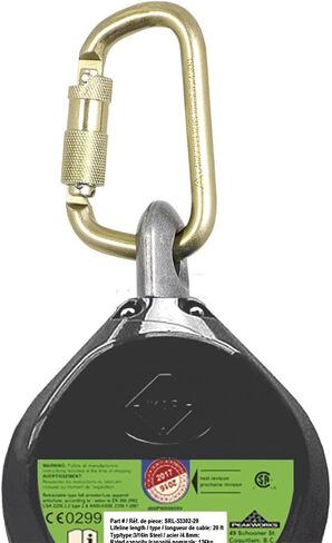 Peakworks Fall Protection Dual Self Retracting Lifeline (SRL) with Webbing, 2 Rebar/Form Hooks, 6 ft. Length, Black/Green, V845526006LE in Saudi Arabia