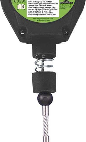 Peakworks Fall Protection Dual Self Retracting Lifeline (SRL) with Webbing, 2 Rebar/Form Hooks, 6 ft. Length, Black/Green, V845526006LE in Saudi Arabia