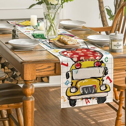 Artoid Mode School Bus Pencil Book Back to School Table Runner, First Day of School Student Kids Classroom Dining Table Decoration for Home Party Decor 13x72 Inch in Saudi Arabia