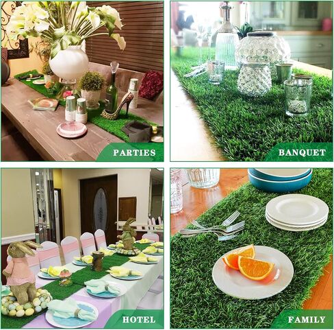 Artificial Grass 12" x 36" Table Runner, Fake Grass Table Decor for Indoor Outdoor Birthday Banquet, Wedding Party and Holiday Activities in Saudi Arabia