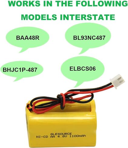 BL93NC487 BL93NC484 BAA48R Ni-Cd 4.8V 1100mAh Exit Sign Emergency Light Battery Replacement (2 Pack) in Saudi Arabia