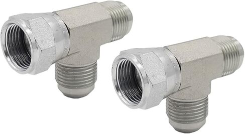 (2-PACK) 6602-06-06-06 HydraulicHoseAdapterFitting3/8"MaleJIC 37°Flare(9/16-18UNF)×3/8"FemaleJIC37°Swivel(9/16-18UNF)×3/8"Male JIC37°Flare(9/16-18UNF) Tee Pipe Joints Connector Carbon Steel in Saudi Arabia