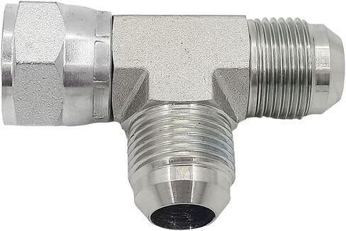(2-PACK) 6602-06-06-06 HydraulicHoseAdapterFitting3/8"MaleJIC 37°Flare(9/16-18UNF)×3/8"FemaleJIC37°Swivel(9/16-18UNF)×3/8"Male JIC37°Flare(9/16-18UNF) Tee Pipe Joints Connector Carbon Steel in Saudi Arabia