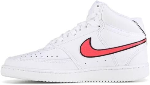 Nike Women's Court Vision MID White/Flash Crimson CD5436 102 (نظام مقاسات الأحذية الأمريكية، للبالغين، للنساء، رقمي، متوسط، 7) in Saudi Arabia