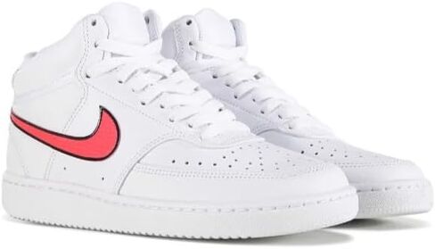 Nike Women's Court Vision MID White/Flash Crimson CD5436 102 (نظام مقاسات الأحذية الأمريكية، للبالغين، للنساء، رقمي، متوسط، 7) in Saudi Arabia
