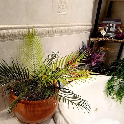 Artificial Palm Tree 1Pack, Fake Plants Plastic Greenery Tropical Shrubs Faux Leaves for Home Indoor Outdoor Decor Garden DIY Basket Planter Filler Wedding Party Decoration Ornaments in Saudi Arabia