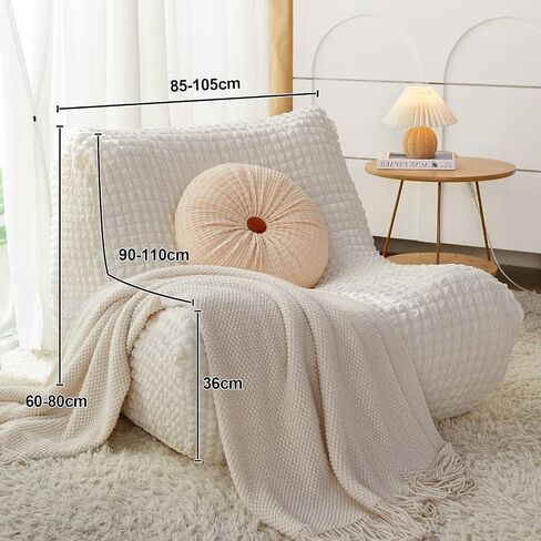 Single Seated Lazy Sofa Cover, Armless Floor Sofa Couch Cover,One Piece High Stretch Slipcover Tatami Chair Cover,Removable Machine Washable Cover(C-Creamy White) in Saudi Arabia