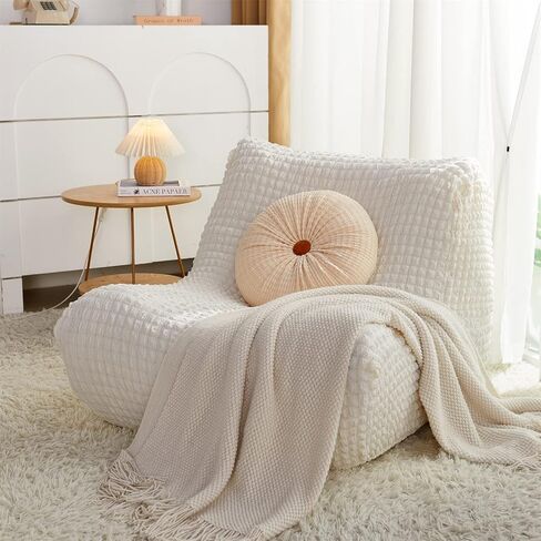 Single Seated Lazy Sofa Cover, Armless Floor Sofa Couch Cover,One Piece High Stretch Slipcover Tatami Chair Cover,Removable Machine Washable Cover(C-Creamy White) in Saudi Arabia