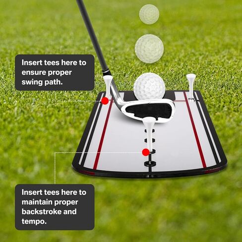 Golf Putting Alignment Mirror, Upgrade Portable Practice Putting Trainer with Tees, Golf Swing Training Equipment Aids Putting Mirror Size 12 x 6 Inches in Kuwait