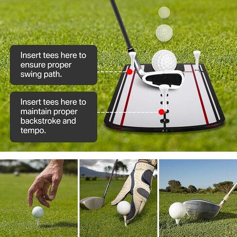 Golf Putting Alignment Mirror, Upgrade Portable Practice Putting Trainer with Tees, Golf Swing Training Equipment Aids Putting Mirror Size 12 x 6 Inches in Kuwait