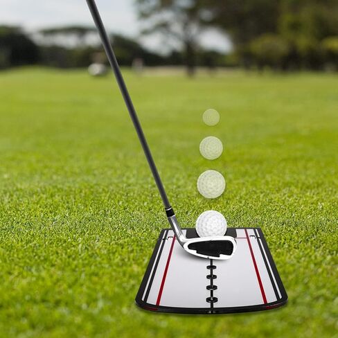 Golf Putting Alignment Mirror, Upgrade Portable Practice Putting Trainer with Tees, Golf Swing Training Equipment Aids Putting Mirror Size 12 x 6 Inches in Kuwait