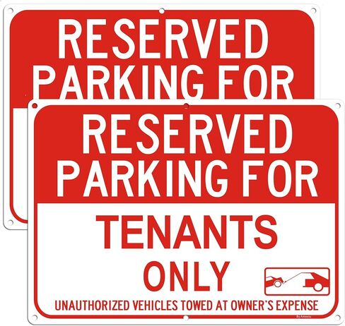 2Pack Large Reserved Parking Signs - Tenants Only Parking Sign, 14 x 10 x 0.04 Inches Aluminum Reflective Metal Sign, Rust Free Fade Resistant&Harsh Weather-Proof for Outdoor Use in Saudi Arabia