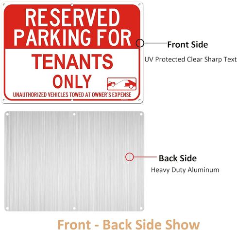 2Pack Large Reserved Parking Signs - Tenants Only Parking Sign, 14 x 10 x 0.04 Inches Aluminum Reflective Metal Sign, Rust Free Fade Resistant&Harsh Weather-Proof for Outdoor Use in Saudi Arabia