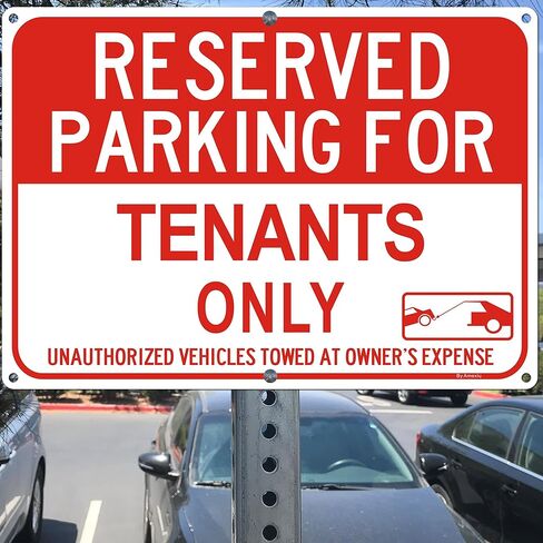 2Pack Large Reserved Parking Signs - Tenants Only Parking Sign, 14 x 10 x 0.04 Inches Aluminum Reflective Metal Sign, Rust Free Fade Resistant&Harsh Weather-Proof for Outdoor Use in Saudi Arabia