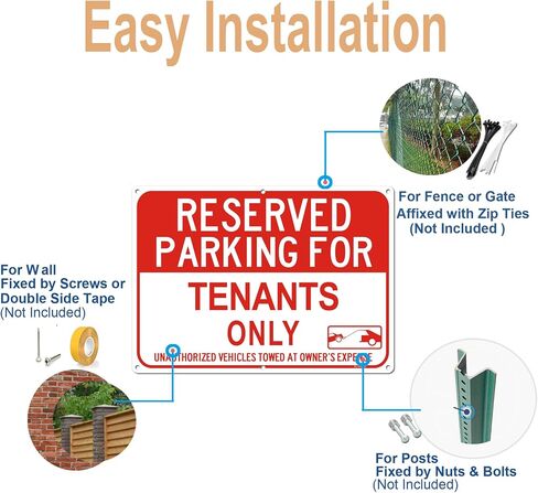 2Pack Large Reserved Parking Signs - Tenants Only Parking Sign, 14 x 10 x 0.04 Inches Aluminum Reflective Metal Sign, Rust Free Fade Resistant&Harsh Weather-Proof for Outdoor Use in Saudi Arabia