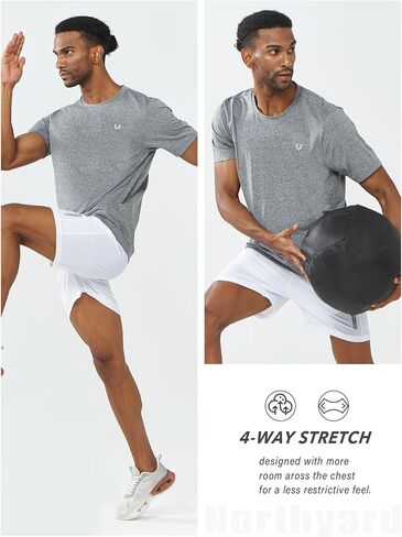 NORTHYARD Men's Athletic Shirts Workout Short Sleeve UPF50+ Fishing Shirt Gym T-Shirt Quick Dry Tops Tees Running Rashguards in Saudi Arabia