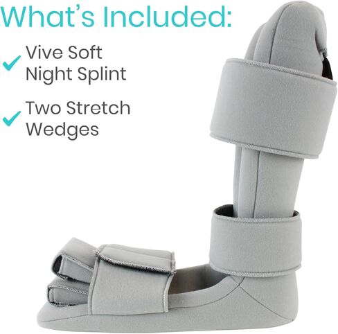 Vive Plantar Fasciitis Night Splint Plus Trigger Point Stretch Wedges - Soft Leg Brace Support, Orthopedic Sleeping Immobilizer Stretch Boot (Large: Men's: 8.5-11, Women's: 10-12) in Saudi Arabia