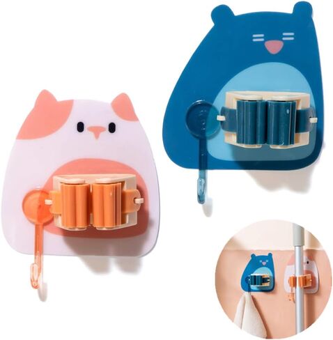 2 قطعة حامل مكنسة الممسحة حامل ممسحة لطيف لا حامل مكنسة الحفر حامل مكنسة ذاتي اللصق مكنسة تخزين مكنسة القابض للحمام والمطبخ والحديقة والجراج in Kuwait