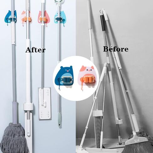 2 قطعة حامل مكنسة الممسحة حامل ممسحة لطيف لا حامل مكنسة الحفر حامل مكنسة ذاتي اللصق مكنسة تخزين مكنسة القابض للحمام والمطبخ والحديقة والجراج in Kuwait