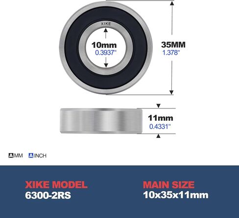 XiKe 4 Pcs 6300-2RS Double Rubber Seal Bearings 10x35x11mm, Pre-Lubricated and Stable Performance and Cost Effective, Deep Groove Ball Bearings. in Saudi Arabia