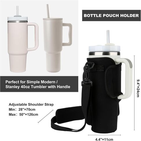 TMEOIIPY Water Bottle Holder with Strap & Pockets for Stanley Quencher 40oz Tumbler with Handle, Water Bottle Carrier Bag with Adjustable Shoulder Strap for Walking Hiking Travelling Camping in Saudi Arabia