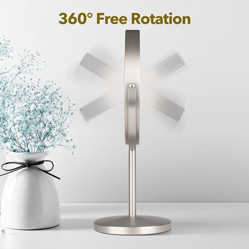 مرآة مكياج قابلة لإعادة الشحن مقاس 8 بوصات لسطح المكتب مع إضاءة، 3 ألوان 1X/10X مرآة مكياج بإضاءة طاولة مع شاشة تعمل باللمس تدور 360 درجة، مرآة مكبرة لمستحضرات التجميل بإضاءة LED قابلة للتعتيم من النيكل المصقول in Kuwait