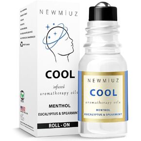 Cool Menthol Migraine Roll on Stick - Natural Fast Cooling Peppermint Eucalyptus Aromatherapy Essential Oils for Headache - Perfect Selfcare gift stocking stuffers - Made in USA