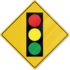 Traffic Light Ahead Signs 12 x 12 Inch Aluminum Crossing Road Symbol Waterproof Metal UV Protected Warning Signals for Outdoor