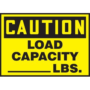 Accuform Signs LVHR602VSP Safety Label, Legend "Caution Load Capacity_____ LBS.", 3.5" Length x 5" Width x 0.004" Thickness, Adhesive Vinyl, Black on Yellow (Pack of 5)