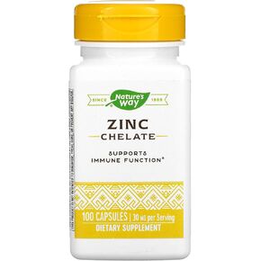 Askshy Nature's Way Zinc Chelate 30 Mg Potency Enhanced Absorption 100 Capsules, 100 Count