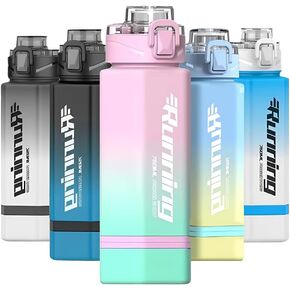 27 oz Water Bottle, Wide Mouth Leak Proof Water bottles BPA-free Plastic Water Bottles Hexagonal Shape Sports Water Bottle Reusable Water Bottle With Handle for Travel Fitness Men Women (Black&Blue)