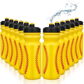 12 Pack Softball Water Bottles Bulk 20 oz Reusable Squeeze Water Bottles Plastic Sports Bottle with Pull Top Cap Softball Gifts Tumbler for Sports Travel Gym Party Supplies Friends Men Girls