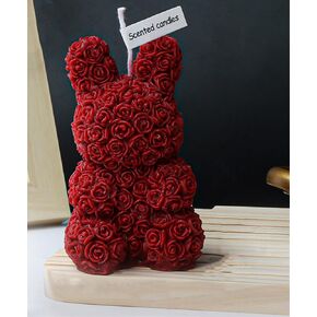 شمعة معطرة على شكل دب لطيف، 143 جرام من مجموعات زهور الورد الجمالية المصنوعة يدويًا من شمع الصويا برائحة شمعة مزخرفة لطاولة صور الدعامة وأعياد ميلاد الزفاف، هدية مثالية للإجهاد التأمل (الدب) in Kuwait