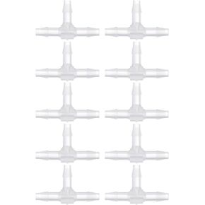 Homoyoyo 10pcs T-shaped Plastic Tee 2mm Plastic Tee Plastic Barb Fittings Aquarium Airline Hose Airline Check Valve Plastic Fish Tank 3 Way Hose Parts Air Valve
