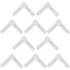 Elbow Hose Plastic Fitting, 10Pcs 90 Degree Elbow Hose Plastic Equal Barbed Joint Adapter L Shape Hose Fitting for Aquarium Hose Fittings(4mm)