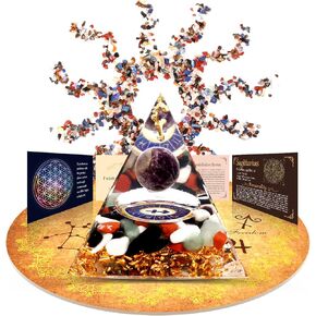 Orgone Pyramid Healing Crystal Gift Set ，Horoscope Zodiac Sign Stones to Companion Birthstone, for Astrology ，Reiki，Positive Energy, Meditation,Attract Wealth