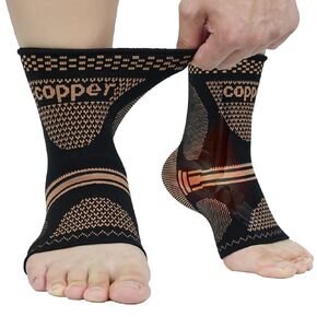 Copper Ankle Brace for Men & Women - (1 Pair) Ankle Compression Sleeve, Compression Support for Plantar Fasciitis, Achilles Tendonitis, Ankle Pain, Neuropathy, Swelling - Ideal for Everyday Use（L）