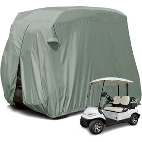 【2022 Upgraded】 2 Passenger Outdoor Golf Cart Cover Compatible with EZ GO, Club Car, Yamaha, Movaland Custom Cart Cover with 300D Material + Extra PVC Coating Waterproof Dust Prevention (Grey)