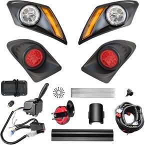 Orle Oko LED Street Legal Head Tail Light Kit With Turn Signal For YAMAHA Drive2 2007-up Gas or Electric Golf Cart Front Driver Side Replace 12V Headlights Rear Light Kit Assembly For YAMAHA