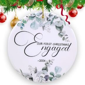 50th Anniversary Ornament 2024, 50th Golden Wedding 50th Mr. and Mrs. Anniversary Present for Parents Couple Him Her Wife Husband 2.9" Ceramic 50th Anniversary Keepsake Decoration