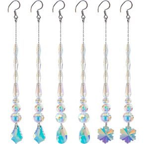 Chandelier Crystal Ornaments Hanging Crystal Pendant Beads Garland for Christmas,Wedding,Home Decoration -6Pcs