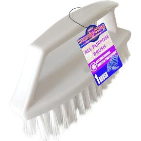 Sturdy-King Scrub Brush Unbreakable 6" White, Stiff Heavy-Duty Bristles Tough on Baked-on Grime Dishes Pots Utensils Stove Grill Tub Shower Bathroom Tile Grout Floor Deck Brick Concrete Car Tires Pool