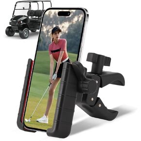 Golfs Cart Phone Holder, Golfs Phone Mount 360 Degree Rotation Bike Phone Mount Compatible with All Smartphones and Phone Cases