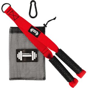 DUMBBELL Triceps Rope Cable Attachment Triceps Pull Down Rope for Gym & Home Durable Sturdy & Safe Triceps Rope for Working Out Ergonomic Non Slip Rubber Grip Triceps Rope with Handles (Red 19in)