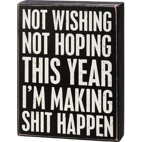 Primitive by Kathy 111983 Box Sign - Not Wishing Not Hoping This Year