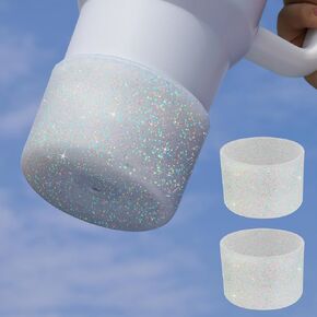 قطعتان من أحذية السيليكون اللامعة من NiHome لـ Stanley Tumbler 40oz، قاعدة سميكة مضادة للانزلاق وغطاء حماية سميك لتعزيز الثبات والسلامة، متوافقة مع سلسلة Stanley Quencher & IceFlow