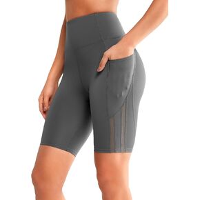 Yvette 1/2 Bike Shorts for Women Tummy Control High Waist Running Yoga Pants with Pockets