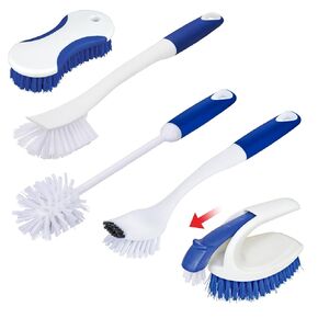 CELOX 5 Pack Kitchen Scrub Brush Set with Ergonomic Handle, Deep Cleaning Brushes with Hanging Hole, Include Dish Brush, Grout Brush, Groove Gap Brush, Bottle Brush, Bathroom Brush