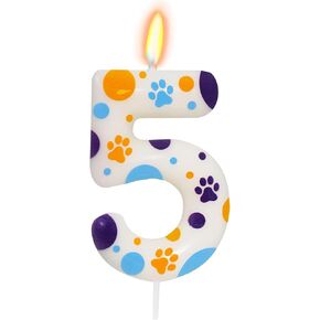 Blue Dog Paw Themed Birthday Candles, Number 3 Blue Dog Birthday Party Supplies, 2.76 inch Cake Topper Decorations, Birthday Decorations for kids (Number 3)