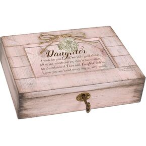Cottage Garden Daughter You are Loved Blush Pink Distressed Locket Music Box Plays You Light Up My Life